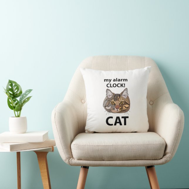 Katt Ansikte Min Väckarklocka Tabby Katt Kudde (Stol)