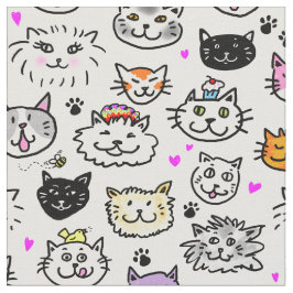 Katt Ansikte Mönster Tyg