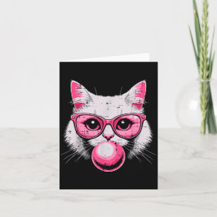 Katt ansikte Nk Glas Bubble Gum Söt Kitty Kvinnor Kort
