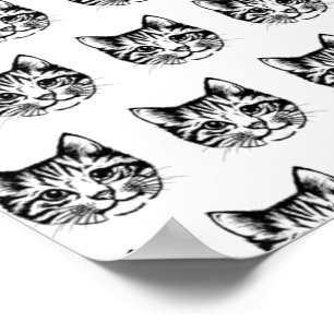 Katt ansikte skiss ritning katt älskare kattdjur d poster