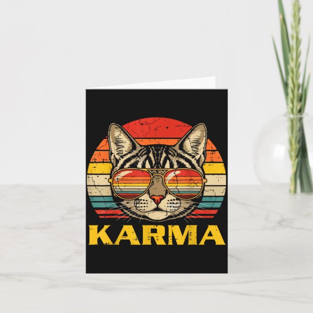 Katt ansikte Sungles Karma Rolig kattunge Kitty mä Kort (Framsida)