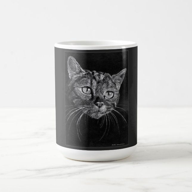 Katt Ansikte Teckning Av Mark Edward Westerfield Kaffemugg (Center)