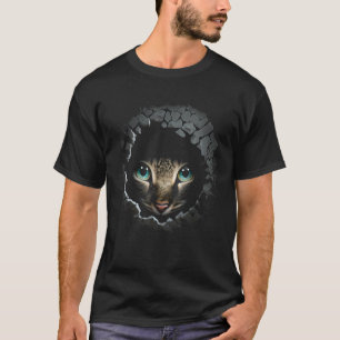 Katt Ansikte Vägg Ögon Djur Husdjur Katt T Shirt