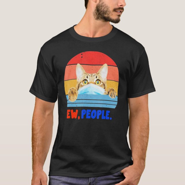 Katt Ansiktsmask Ew Människor Vintag T Shirt (Framsida)