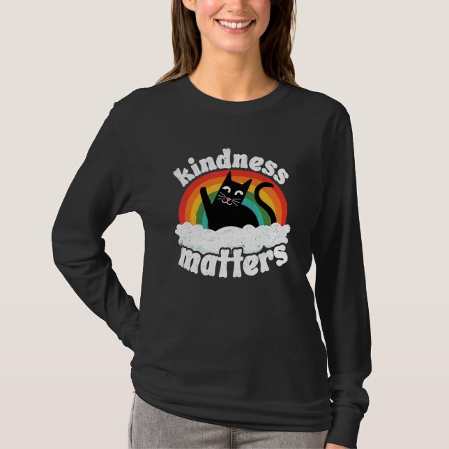 Katt Anti Mobbing Regnbåge Vänlighet Är Viktigt Sp T Shirt (Framsida)