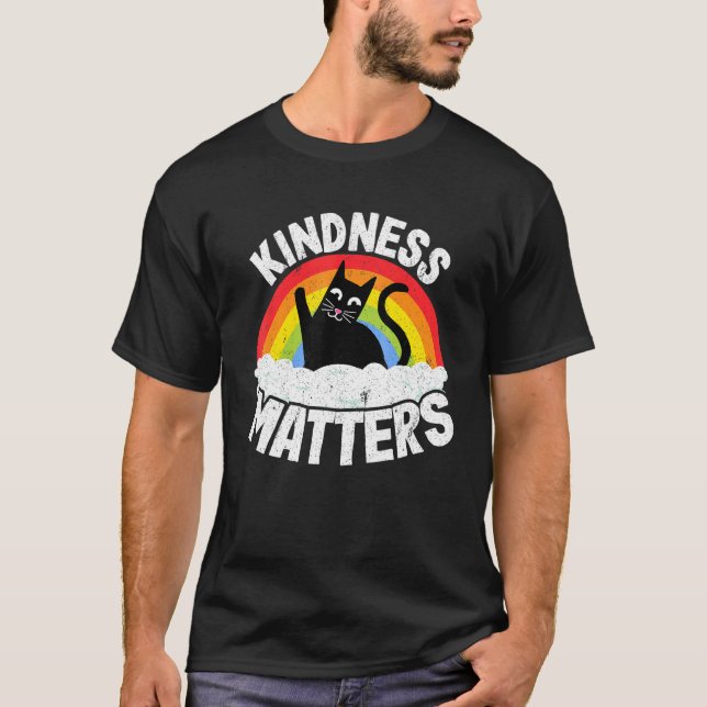 Katt Anti Mobbing Regnbåge Vänlighet Sped Te T Shirt (Framsida)