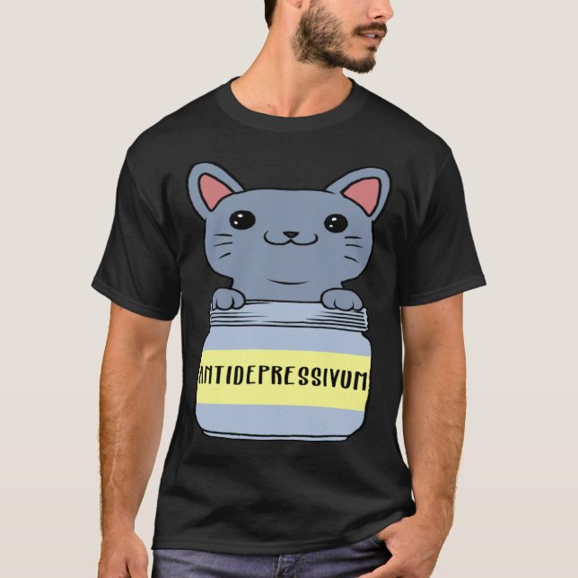 Katt Antidepressiv Ca T Shirt (Framsida)