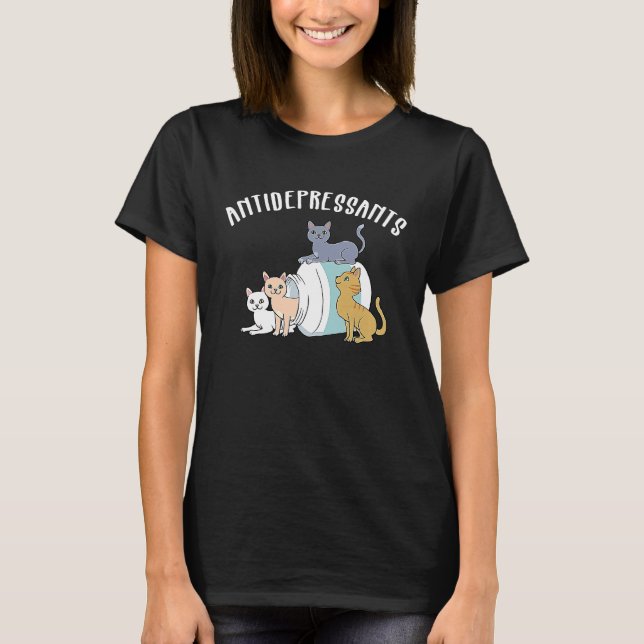Katt Antidepressiv  Katt T Shirt (Framsida)