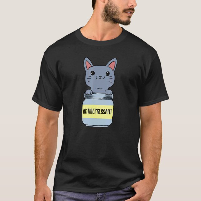 Katt Antidepressiv Rolig Katt 1 T Shirt (Framsida)