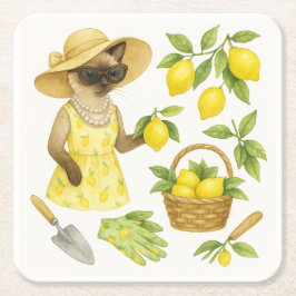 Katt är  i Underlägg av Lemon Garden Glass Papper Kvadrat