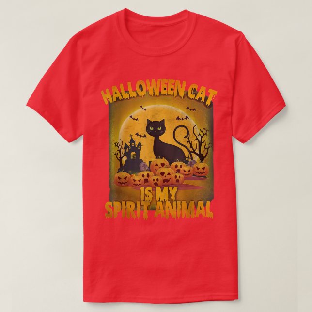 Katt är min sprit, mitt sjuke, svart katt Hallowee T Shirt (Design framsida)