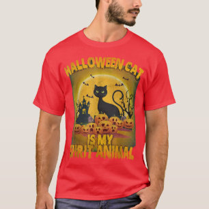 Katt är min sprit, mitt sjuke, svart katt Hallowee T Shirt