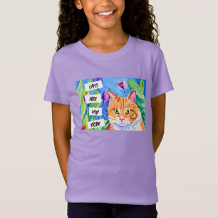 Katt är min stam   Orange Katt och blommor T Shirt