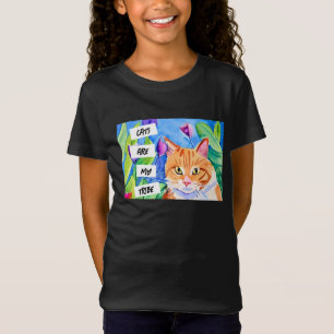 Katt är min stam   Orange Katt och blommor T Shirt