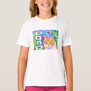 Katt är min stam   Orange Katt och blommor T Shirt