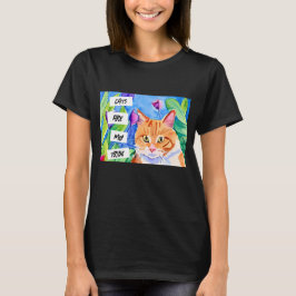 Katt är min stam | Orange Katt och blommor T Shirt