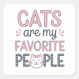 "Katt är mina favoriter", Lusnye Cat Mamma Fyrkantigt Klistermärke