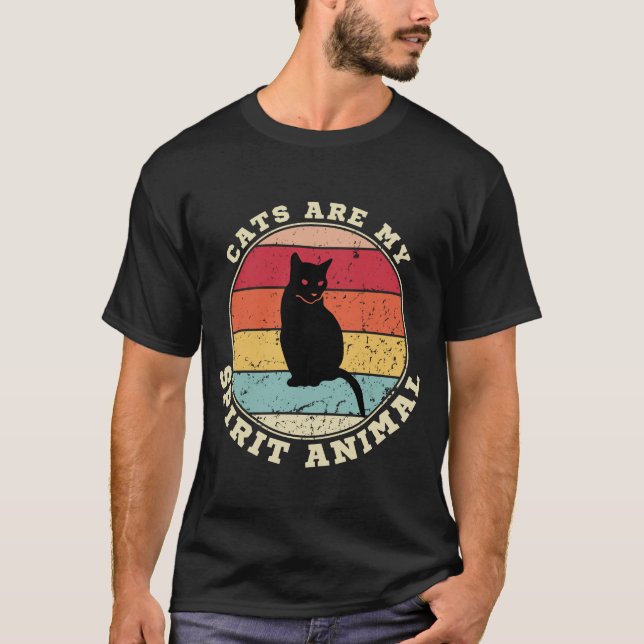 Katt är mitt andliga djur T-Shirt (Framsida)