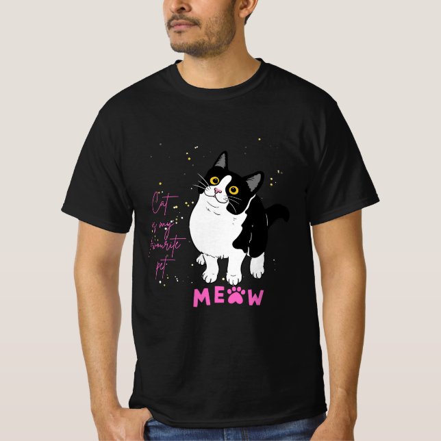 Katt är mitt favoritsällskapsdjur t shirt (Framsida)