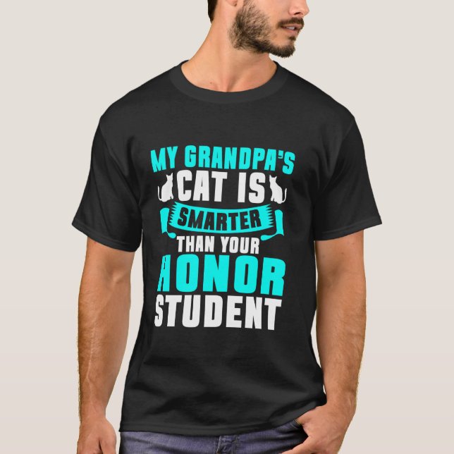 Katt är smartare än din hedersstudent Kattfarfar T Shirt (Framsida)