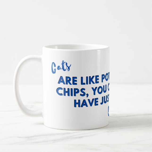 Katt är som potatis Chip Blue Kaffemugg (Vänster)