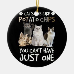 Katt är som potatis Chip Cat Lovers Tee Kattunge Julgransprydnad Keramik