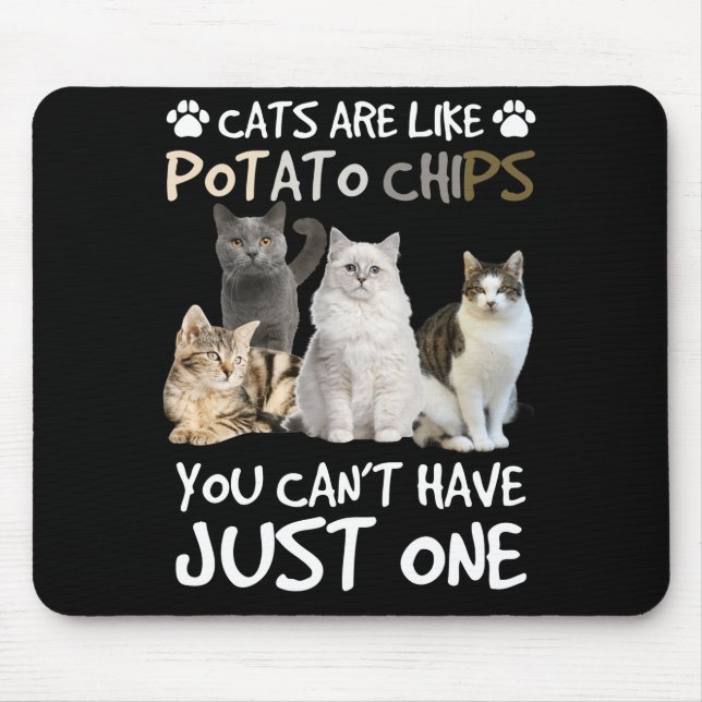 Katt är som potatis Chip Cat Lovers Tee Kattunge Musmatta (Framsidan)