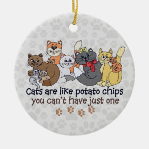 Katt är som potatis chip Grått Julgransprydnad Keramik