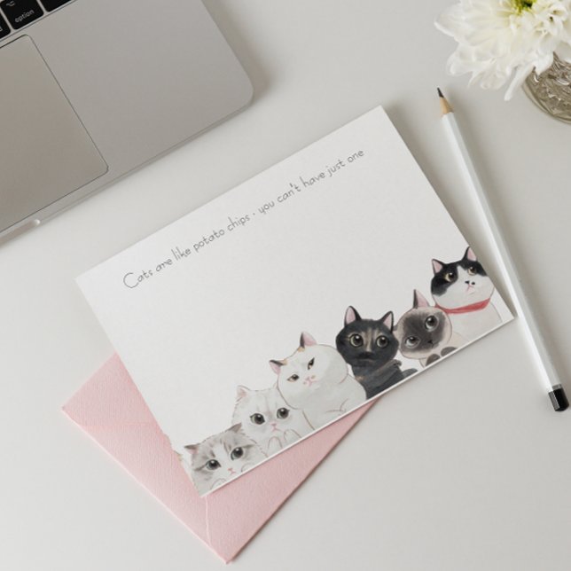 Katt är som potatis chip - konstig galen katt dam post-it block (Skapare uppladdad)