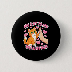 Katt är valentin söt katt hjärta valentins dag knapp