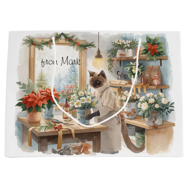 Katt arrangerar vinterblommor för jul  (Framsidan)