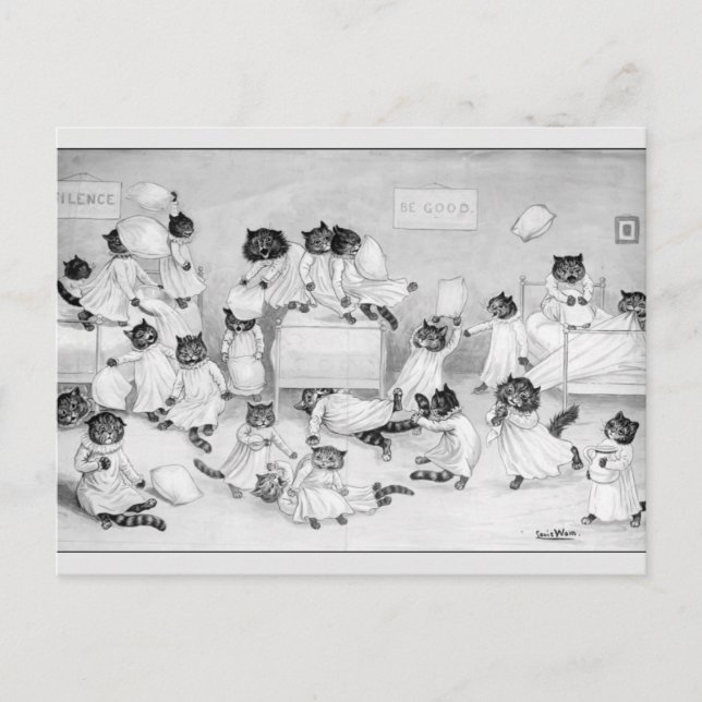 Katt Art av Louis Wain 1900 Vykort (Framsida)