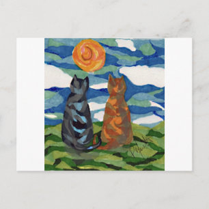 Katt Art Grått Orange-katter Vykort