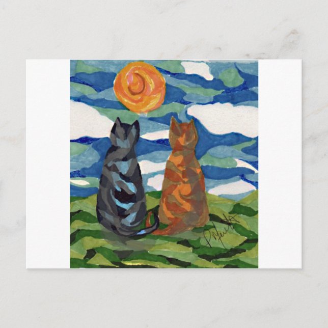 Katt Art Grått Orange-katter Vykort (Framsida)