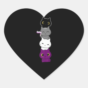 Katt Asexuellt Pride Cute Ace Flagga Djurens Djur Hjärtformat Klistermärke