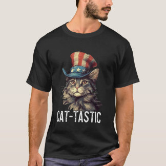 Katt-astisk Rolig Kattägare USA Flagga Republikan T Shirt