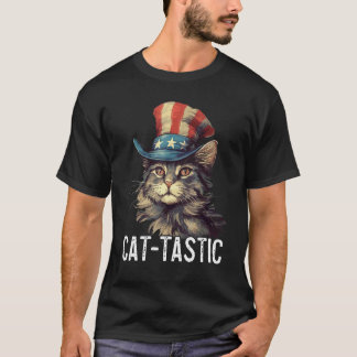 Katt-astisk Rolig Kattägare USA Flagga Republikan T Shirt