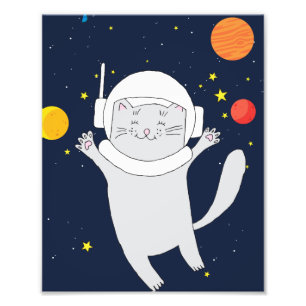 Katt astronaut-djur med Space Helmet Clipart Bab Fototryck