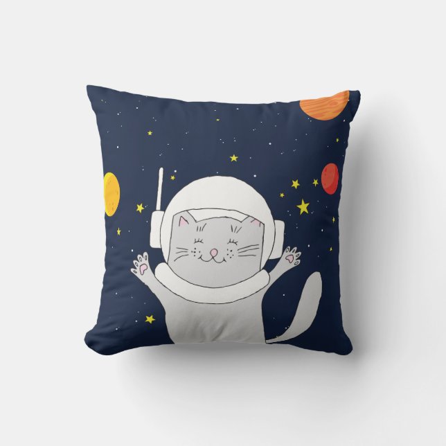 Katt astronaut-djur med Space Helmet Clipart Bab Kudde (Framsida)