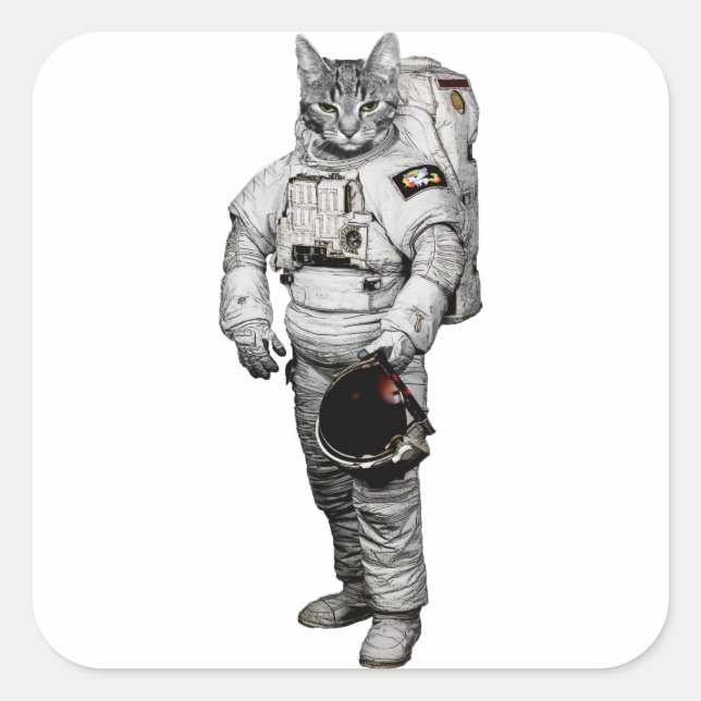 Katt Astronaut Klistermärke (Framsida)