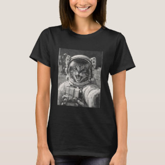 Katt Astronaut Måne Selfie Lunar Uppdrag Rymd Utfo T Shirt