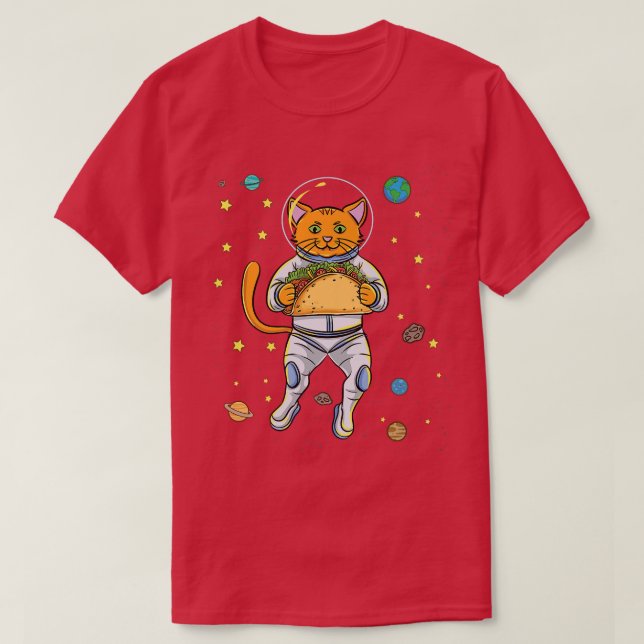 Katt astronaut med Taco T Shirt (Design framsida)