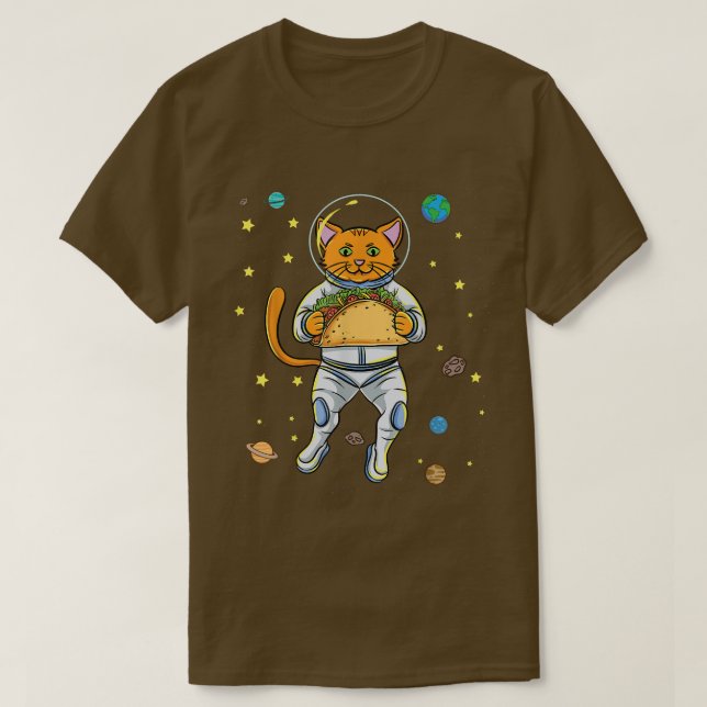 Katt astronaut med Taco T Shirt (Design framsida)