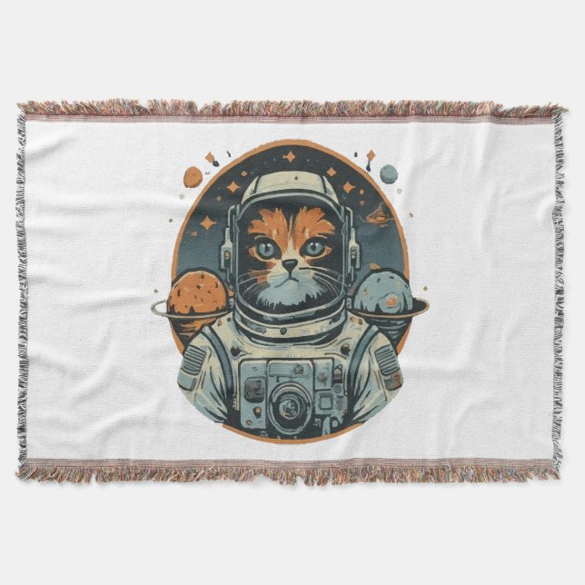 Katt-astronaut på asteroider filt (Framsidan)