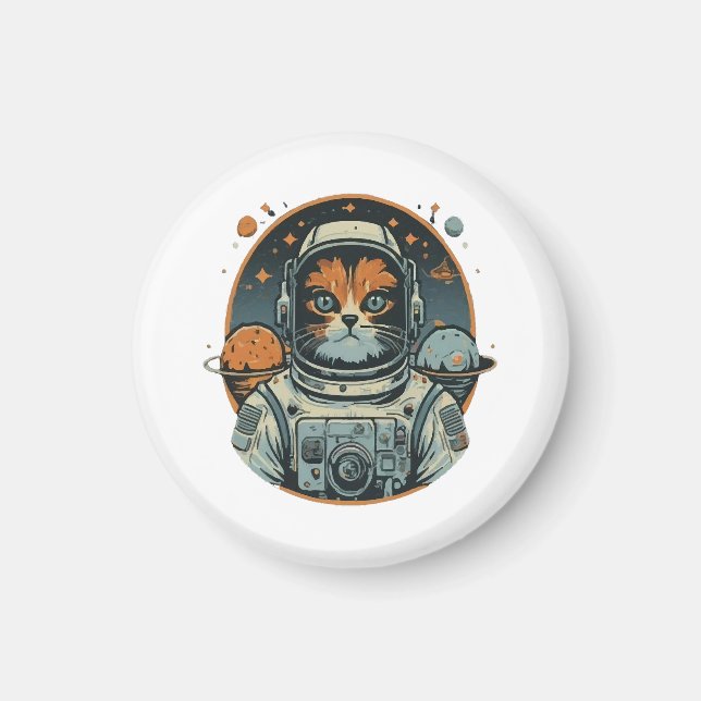 Katt-astronaut på asteroider magnet (Framsidan)