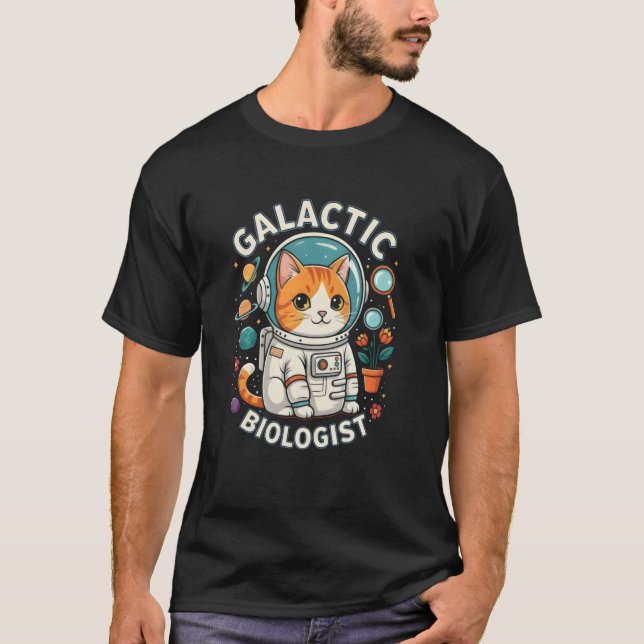 Katt Astronaut Rymd Biolog T Shirt (Framsida)
