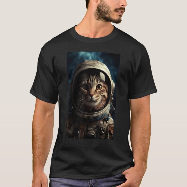 Katt astronaut Rymd Djur 1 T Shirt (Framsida)