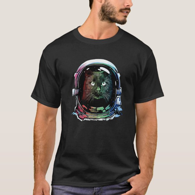 Katt Astronaut Rymdkatt Retro 1 T Shirt (Framsida)