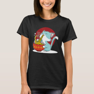 Katt äter japansk Ramen nudelsoppsskål  Kissekatt T Shirt
