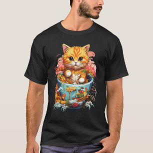 Katt äter Ramen Nudel Jag älskar verkligen Ramen T Shirt